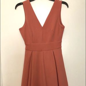 V-neck pleated dress